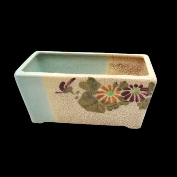 MCM Vintage Hand Painted Crackle Planter Floral Motif - Picture 8 of 8